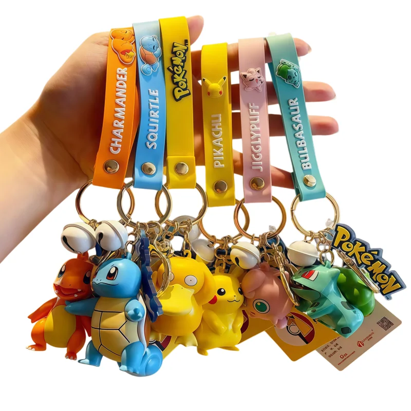 

Original Pokemon Car Keychain Pendant Pikachu Squirtle Jigglypuff Bulbasaur Cute Cartoon Figure Backpack Charm Decor Toy Gifts