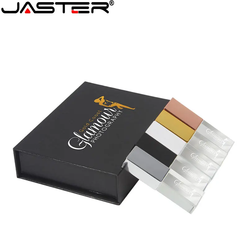 JASTER Crystal USB 2.0 Flash Drives 128GB Free Custom Logo High Speed Pen Drive 64GB 32GB Memory Stick 16GB Creative Gift U Disk