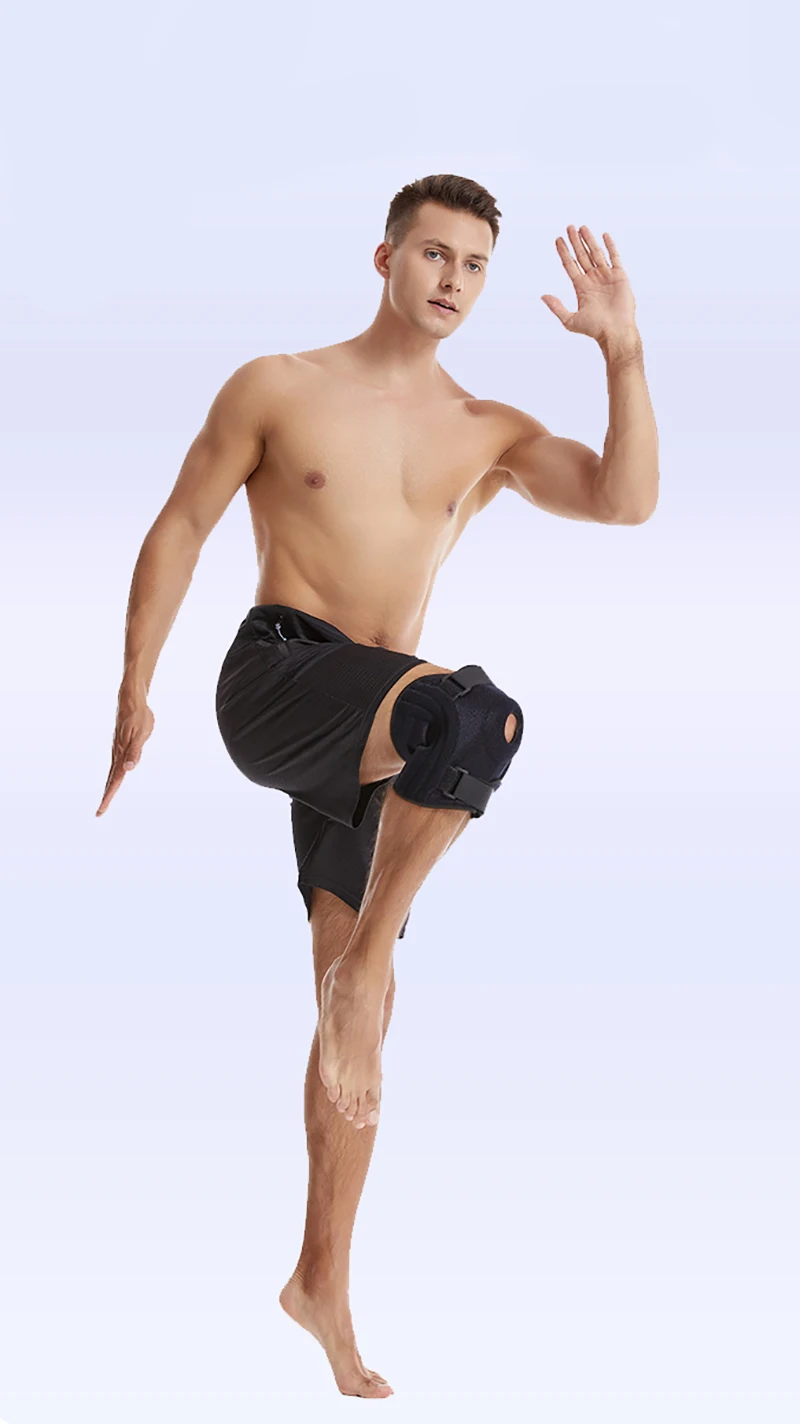 XL-8XL Große Sport-Kniebandage mit verstellbarem Riemen, Silikon-Feder-Kniestütze, Patella-Schutz, Knieschoner zum Laufen, Wandern – Detail 9