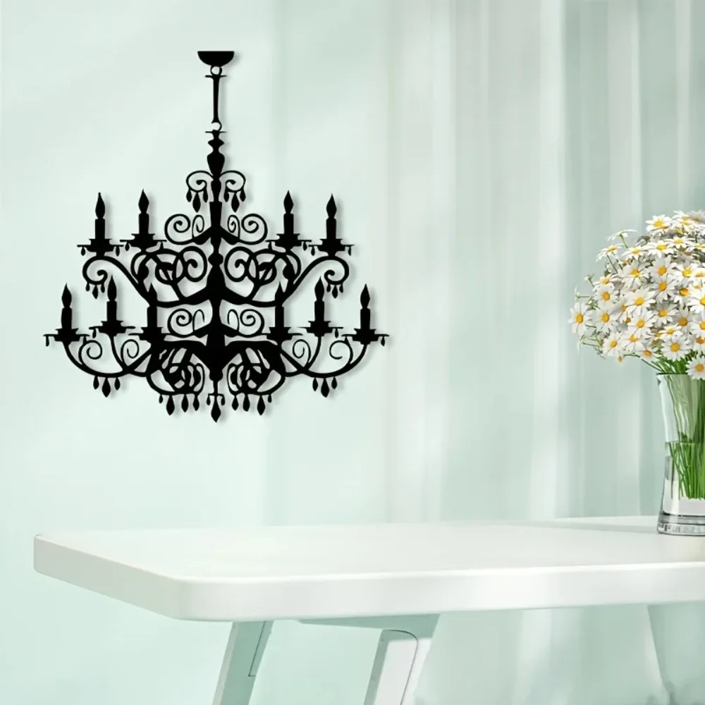 CIFBUY Vintage Pink Painted Iron Chandelier Aluminum Wall Art Waterproof Durable Decor for Bedroom Living Room Home