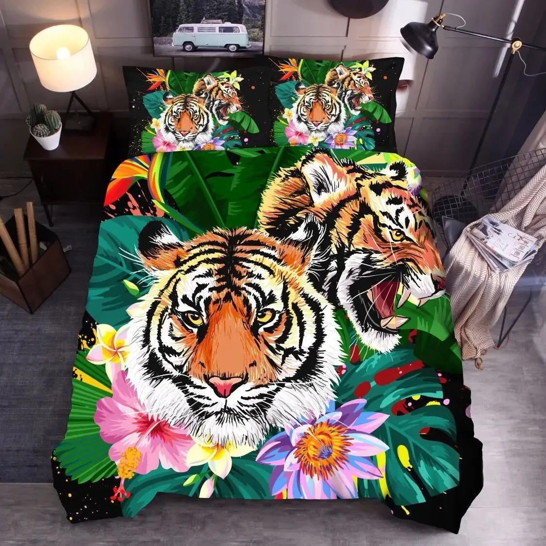 

Animal Polyester Duvet Cover Set King Queen Twin Full Size Wild Animals Wolf Lion Fox Tiger 3D Print for Kids Boys Bedding Set