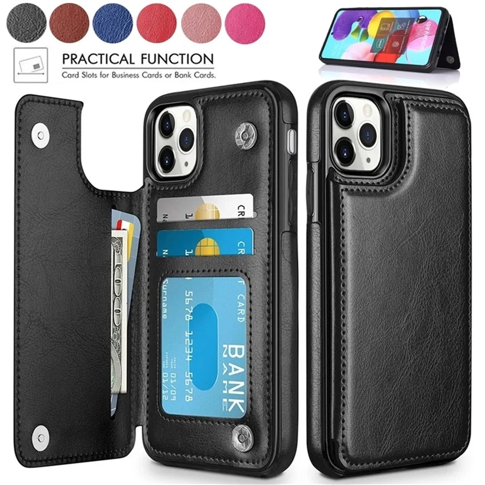 

Leather Back Phone Case for Samsung Galaxy Note 8 9 10 Plus 20 Ultra Wallet Folio Flip Cover Card Holder