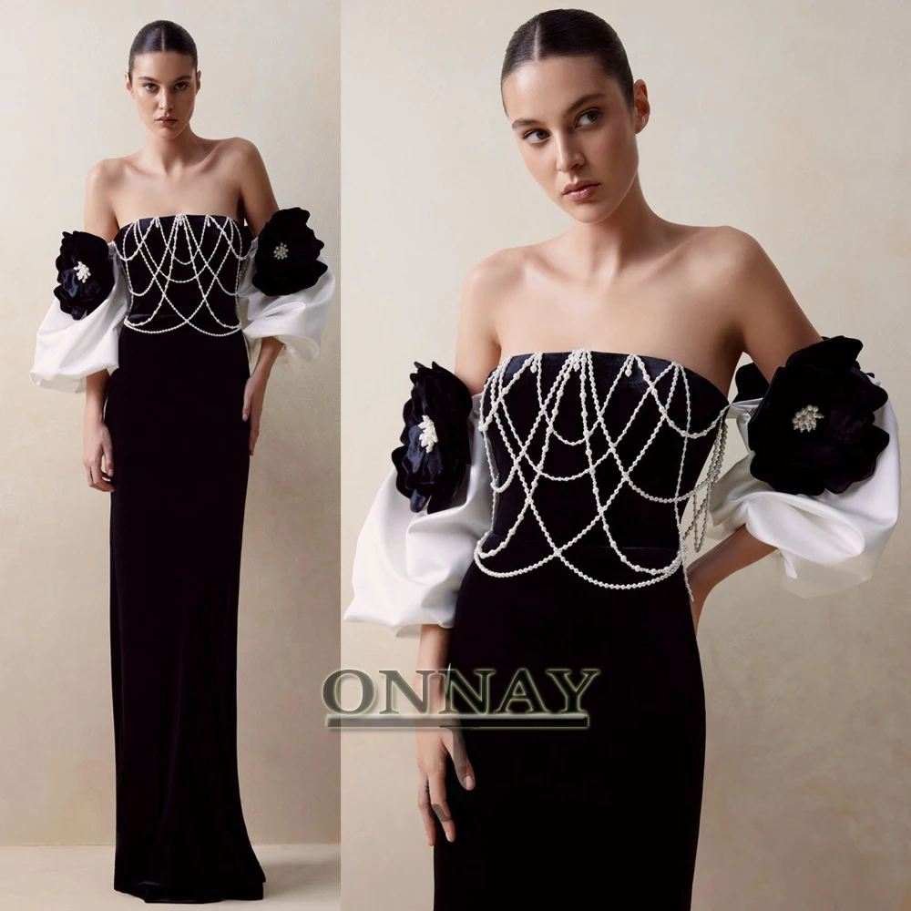 

Customized Black Evening Dresses Beadings for Women Dubai Saudi Vestidos De Fiesta Bespoke Gown Plus