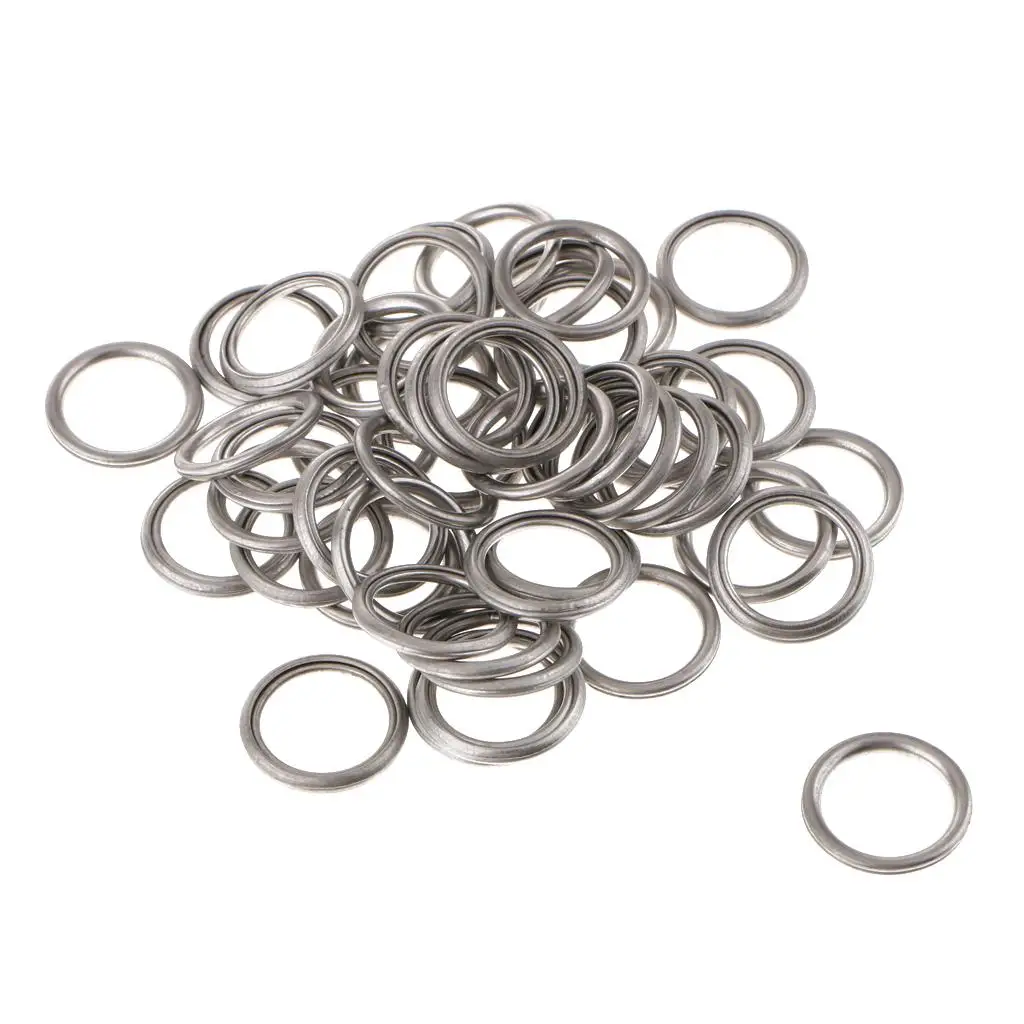 Oil Drain Plug Washers 50 Pack Stainless Iron M14 Crush Gasket Set Engine Oil Drain Gaskets for Car Repair