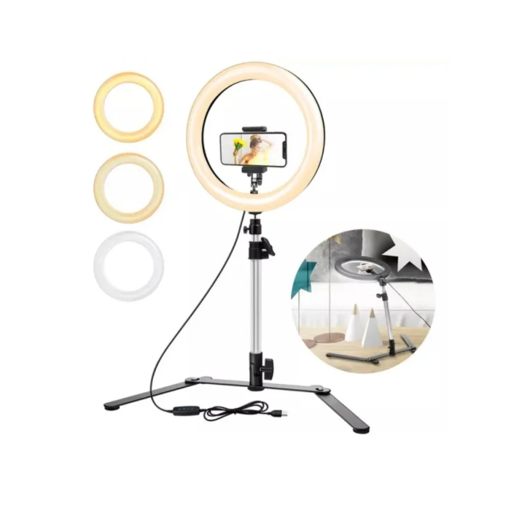 Inch LED Selfie Ring Light With Stand Phone Ring Lamp Desk Photography Lights for Makeup Youtube TikTok Video Ringlight