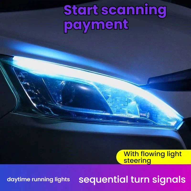 Car DRL Daytime Running Light Start Scan Style Sequential Flowing Turn Signal Light Ultra-Thin LED For Cadillac CT6 2016-2026