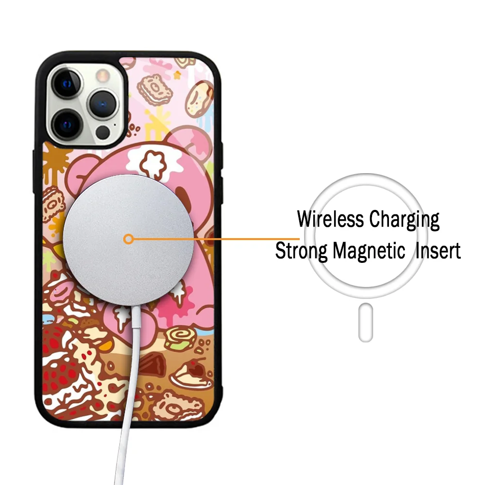 Cute G-Gloom Cartoon Bear Phone Case For IPhone 11 12 13 14 15 Plus Pro Max Mirror Acrylic Cover For Magsafe