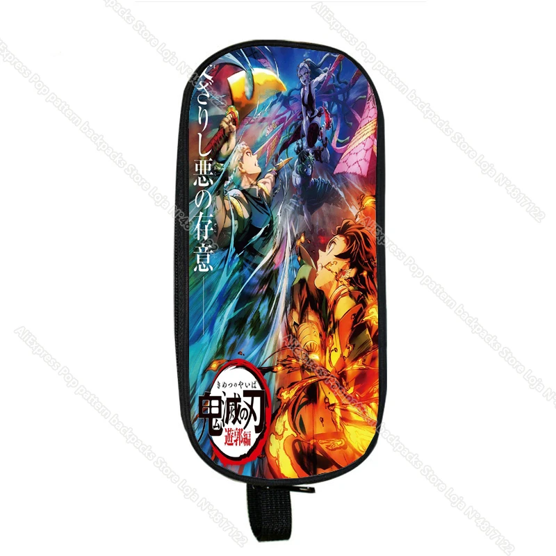 Anime Demon Slayer Kimetsu No Yaiba Pencil Case Nezuko Kamado Uzui Tengen Zipper Purse Makeup Bag Pen Stationery Bag