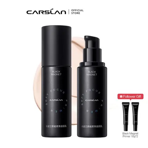 CARSLAN 블랙 마그넷 소프트 포커스 프라이머 메이크업 베이스 오일 컨트롤 오래 지속되는 블러링 모공 안티 둔함 부드럽고 끈적임 없음