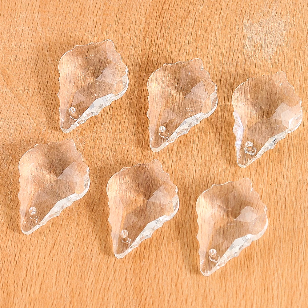 

10PC 22MM Clear Shiny Faceted Prism Glass Maple Leaf Crystal Chandelier Dangle Parts Garland Curtain Sun Catcher Jewelry Beads