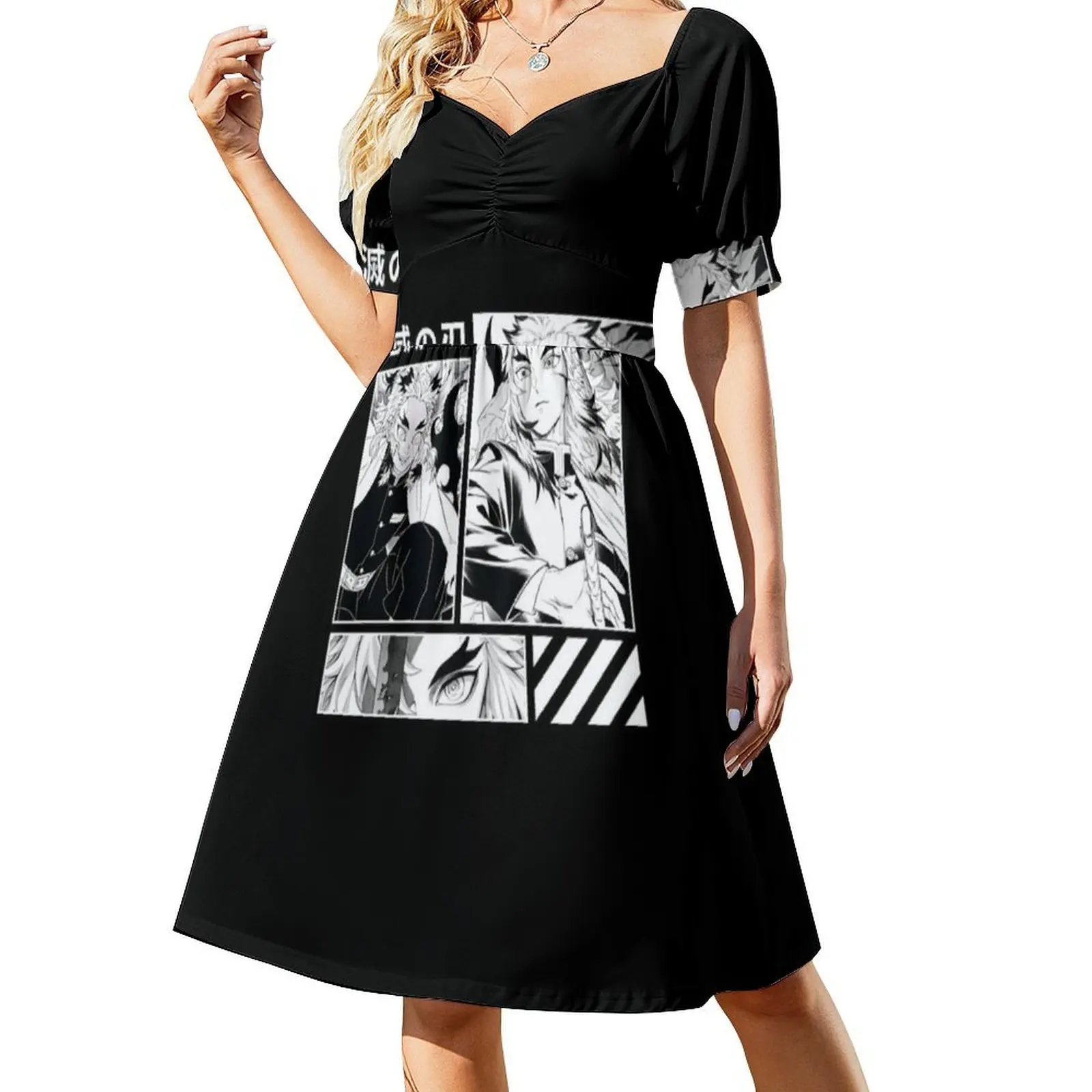 شيطان يابا الحد الأدنى صورة ظلية كيوجورو فستان بفتحة عنق على شكل قلب أنيق الصيف فستان الحفلات للنساء شيطان يابا الحد الأدنى