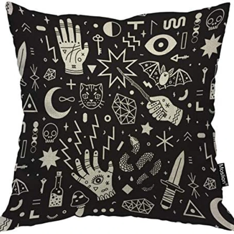 

Witch Divination Pillow Case Hand Eyes Cotton Linen Pillowcase Decor Home Square Living Room Bedroom Bed Sofa Pillow Covers