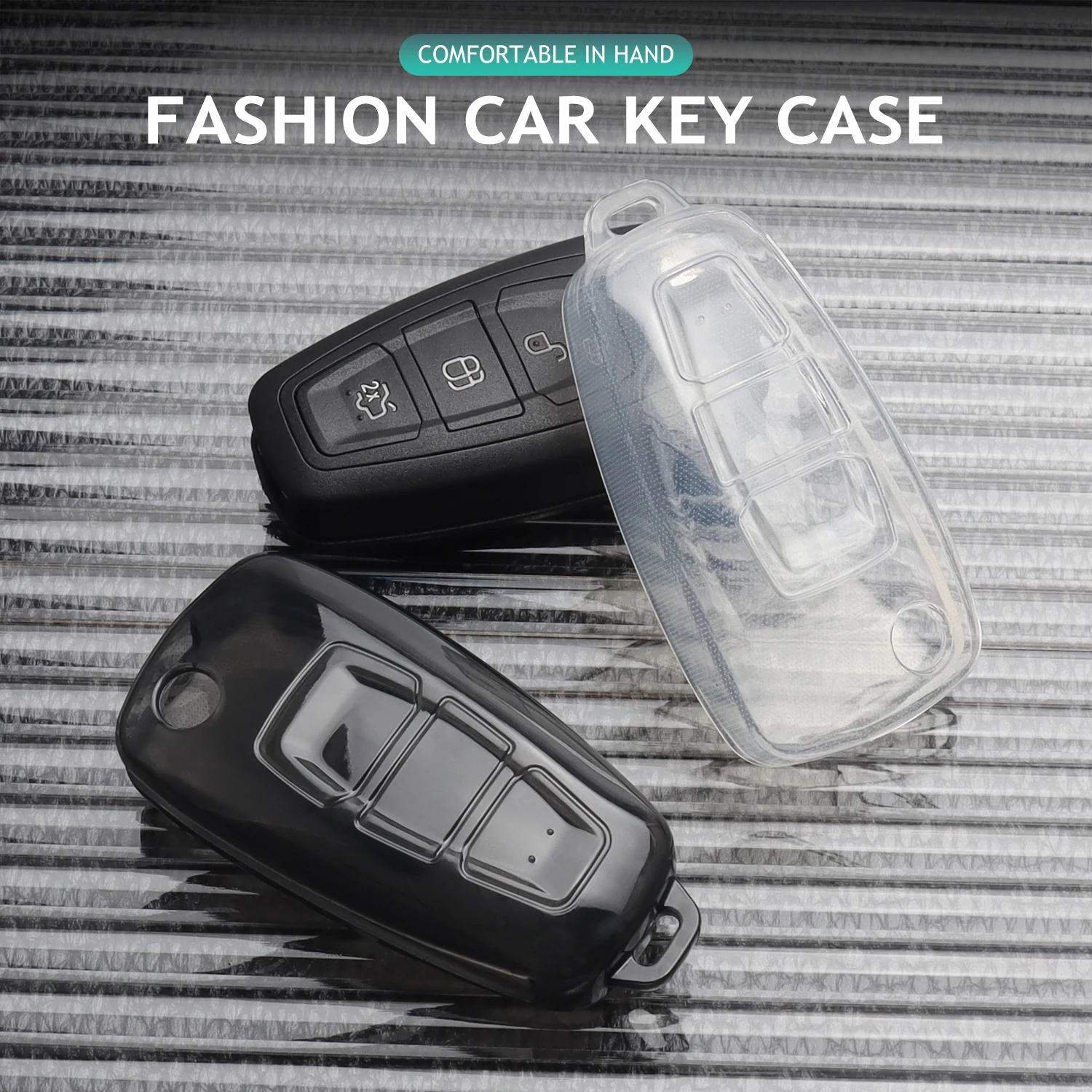 Transparent Soft TPU Car Remote Key Case Cover for Ford Ranger C-Max S-Max Focus Galaxy Mondeo Transit Tourneo Custom
