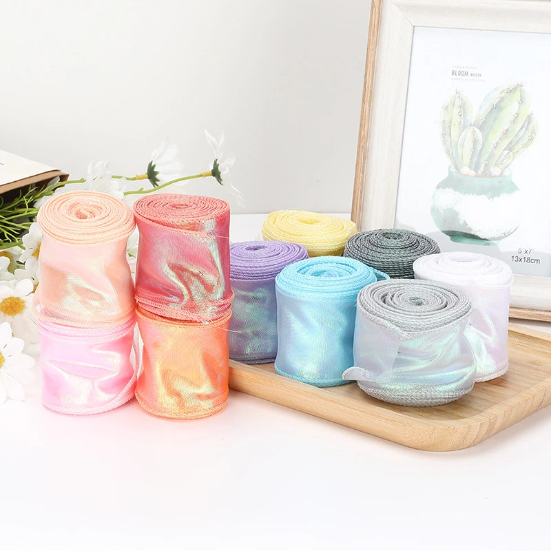 9m*4cm Fishtail Yarn Ribbon For DIY Bow Hair Ornament Bouquet Gift Wrapping Material Wave Silk Ribbons Party Decor