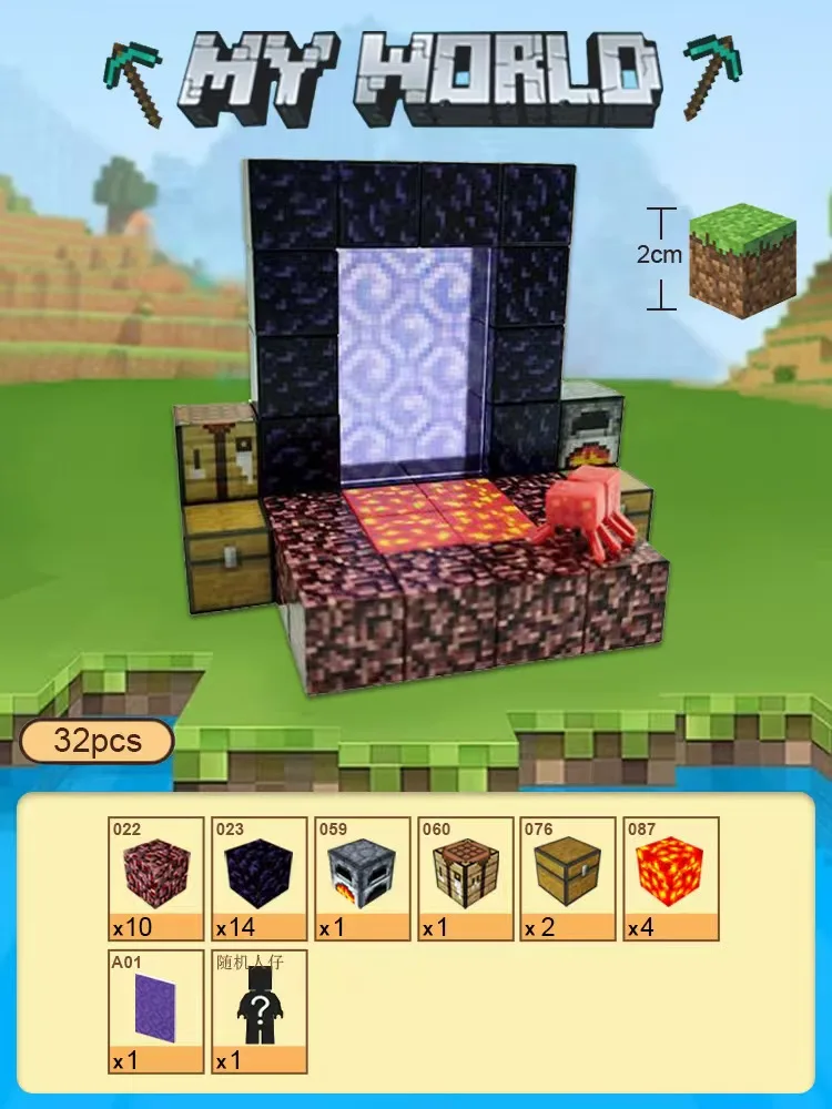 32 pçs blocos magnéticos anime crianças quebra-cabeça montado brinquedo boneca mini cubo magnético modelo crianças brinquedos de construção presente