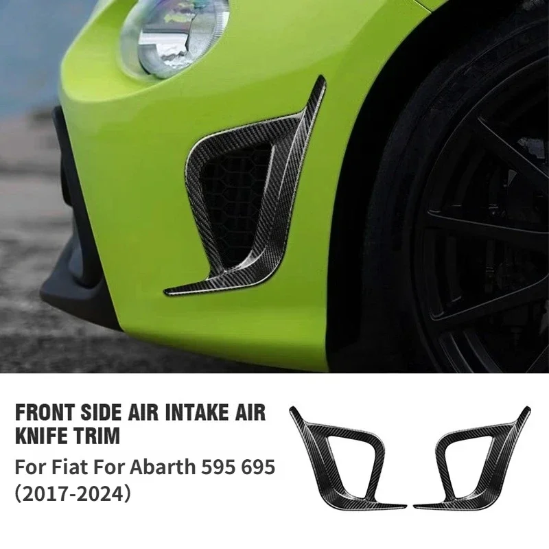 Image of Für Fiat Abarth 595 695 Echte Trockene Kohlefaser-Dekoration Frontstoßstange Canard Seitenlufteinlass-Klinge Zubehör Karosserie-Kit