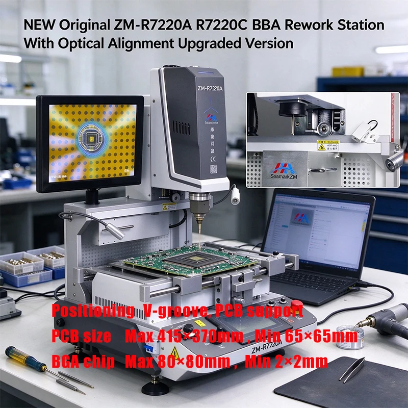 ZHUOMAO Solder Station 5300W ZM-R7220A Bga Rework Soldering Machine Optical Alignment Hot Air SMD Reballing Welding Machine