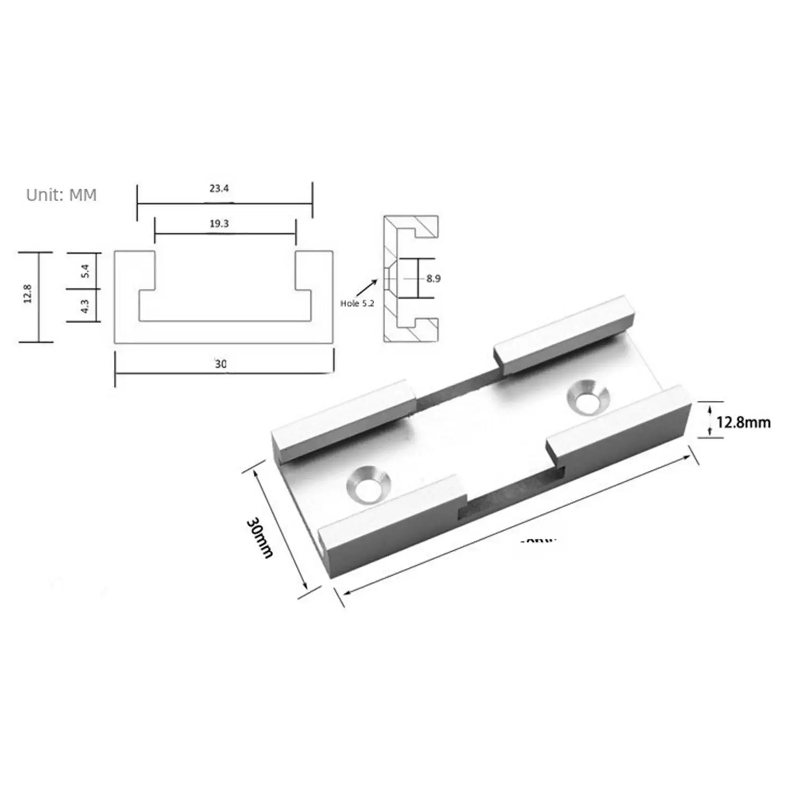 Woodworking T Shape Track Intersection Slot Sturdy Professional Double Cut