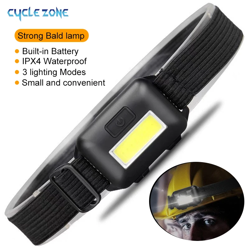 Mini Headlight COB LED Headlamp 3 Modes Waterproof Headlight Head Flashlight Torch Lantern for Outdoor Camping Night Fishing