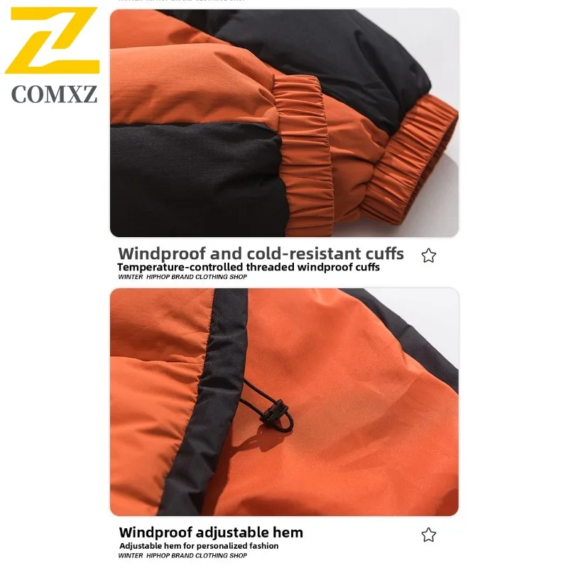 Men Korean Style Winter Coat Hooded Windproof Thermal Jacket Outdoor Fleece-lined Parka Fashion Casual Thickened Padded Overcoat