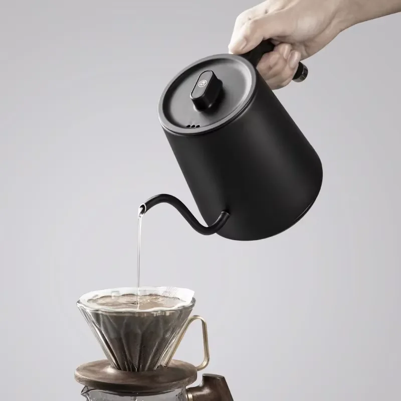 600ml Gooseneck Coffee Pot with Temperature Control for Hand Brewed Pour Over Drip Coffee Maker Kettle Stainless Steel Home