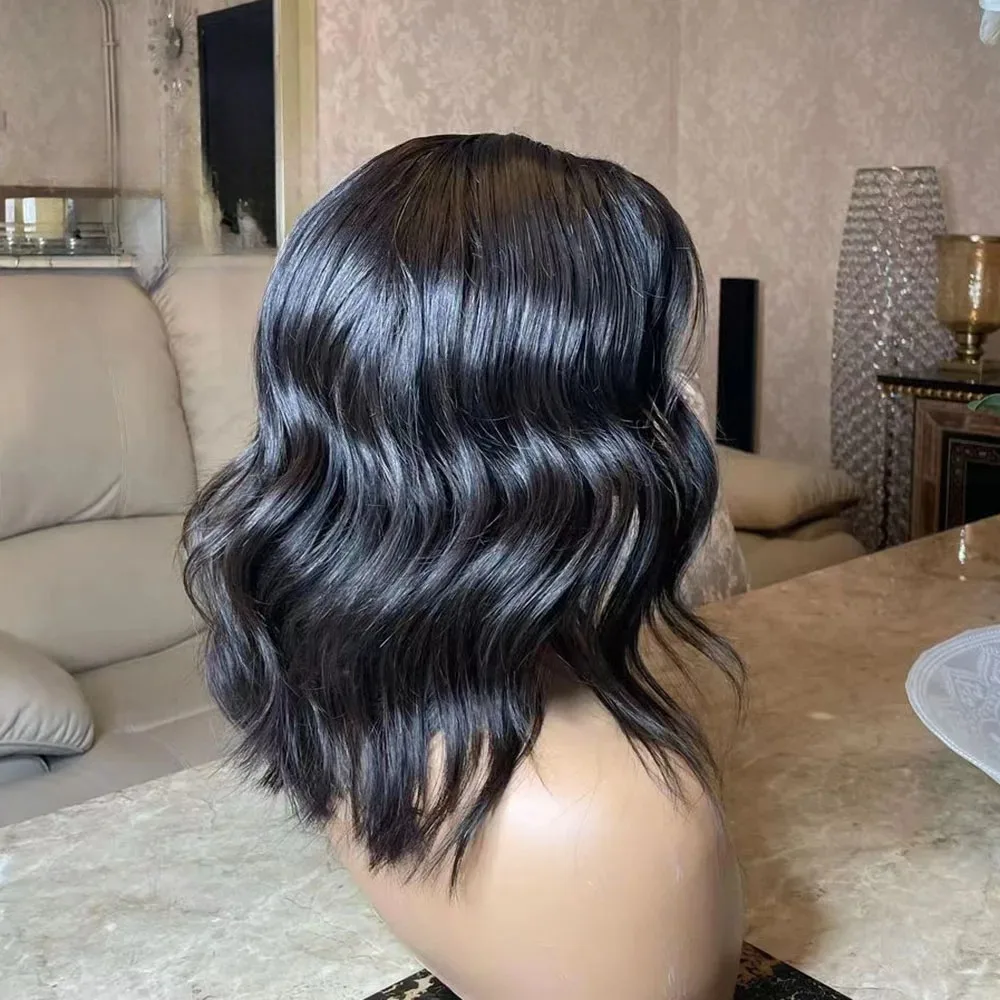 블루/블론드/블랙 가발 숏 보브 레이스 프론트 가발 바디 웨이브 레이스 프론탈 가발 13x4 HD 투명 글루리스 합성 일상 코스프레용