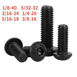 1/8  5/32  3/16  1/4  5/16  3/8  British Standard Grade 10.9 Black Hexagon Socket Button Head Screw Mushroom Head Hex Bolts