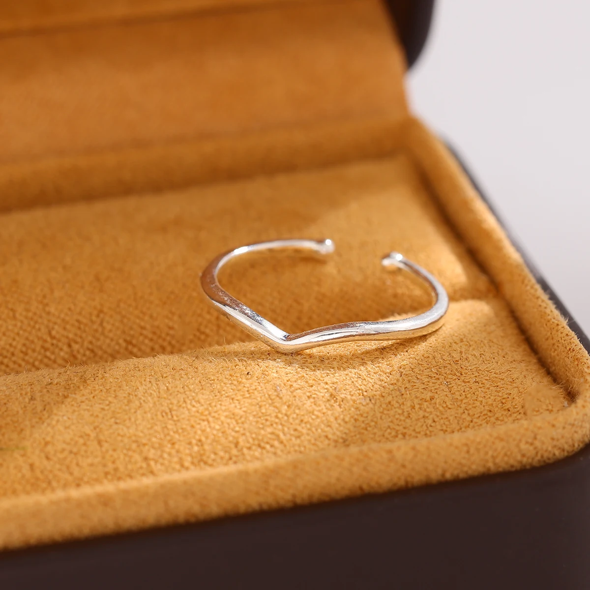 حلقات افتتاح هندسية ، على شكل V ، فضة إسترليني ، بسيطة ، رائعة ، أنيقة ، R313 #4