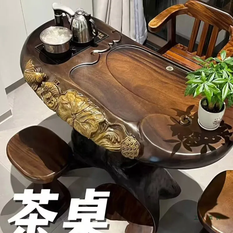 Solid wood coffee table, overall root, log head, carved rosewood stump