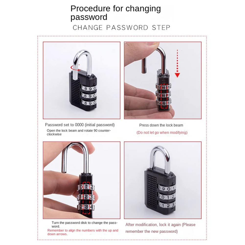 Rust-proof Combination Lock 4-Digit Password Combination Padlock Zinc Alloy Suitcase Smart Password Lock Outdoor Security Lock