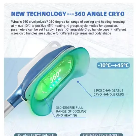 NEW 5 Therapy Heads 360 Cool Body Sculpting Handle Coolsculption Cool Tech Fat Freezing Machine Cryolipolyse
