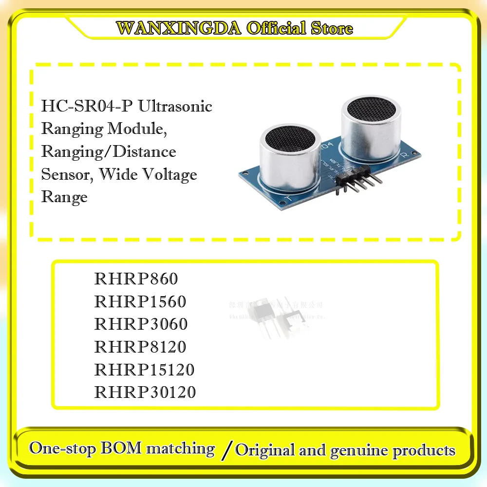 

Brand New RHRP860 1560 3060 8120 15120 30120 HC-SR04-P Ultrasonic Ranging Module, Ranging/Distance Sensor, Wide Voltage Range