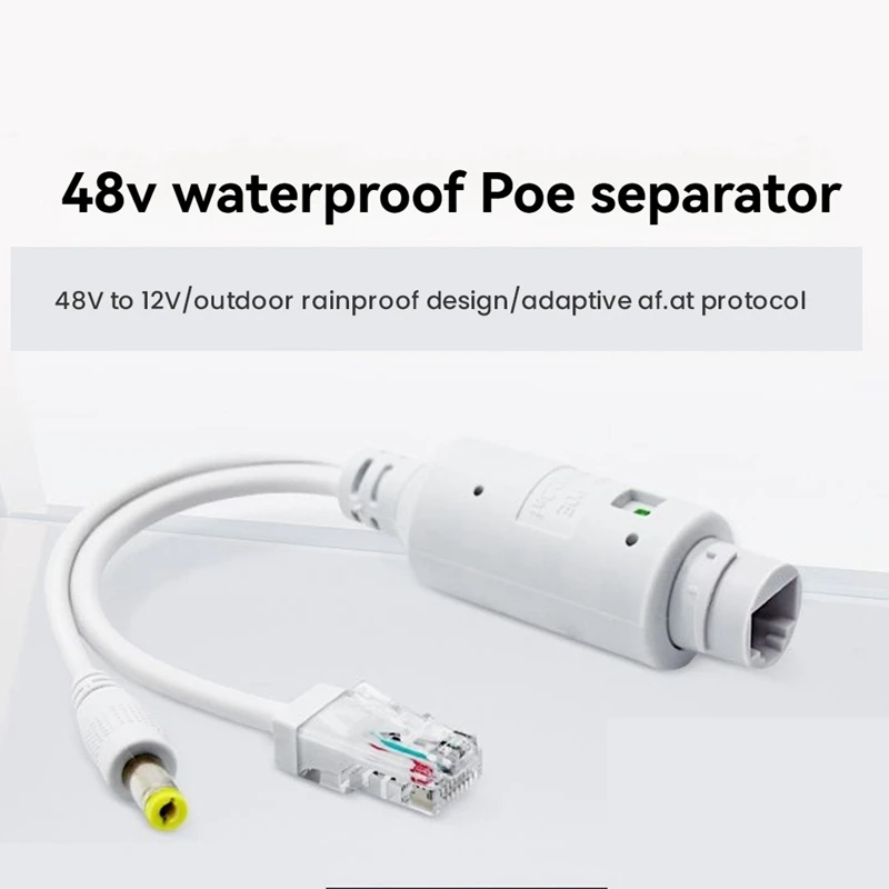 48V naar 12V POE-splitter waterdicht met video- en voedingsadapterkabel voedingsmodule voor IP-camera-extender