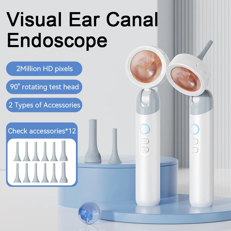 Visual Ear Otoscope 1.38'' IPS Screen Wireless Endoscope 1080P HD Camera Ear Wax Clean Tools Take Picture Video Ear Inspection