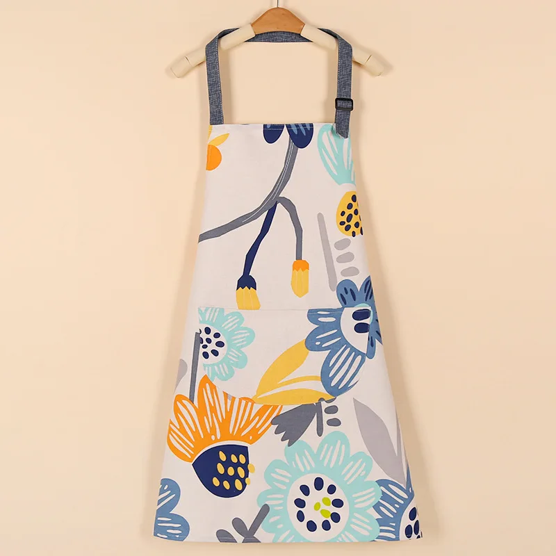 1PC Aprons Fashion Cotton Fabric Waterproof Thickened Dirt Resistant Kitchen Apron and Home Work Clothes Gardening Work Clothing