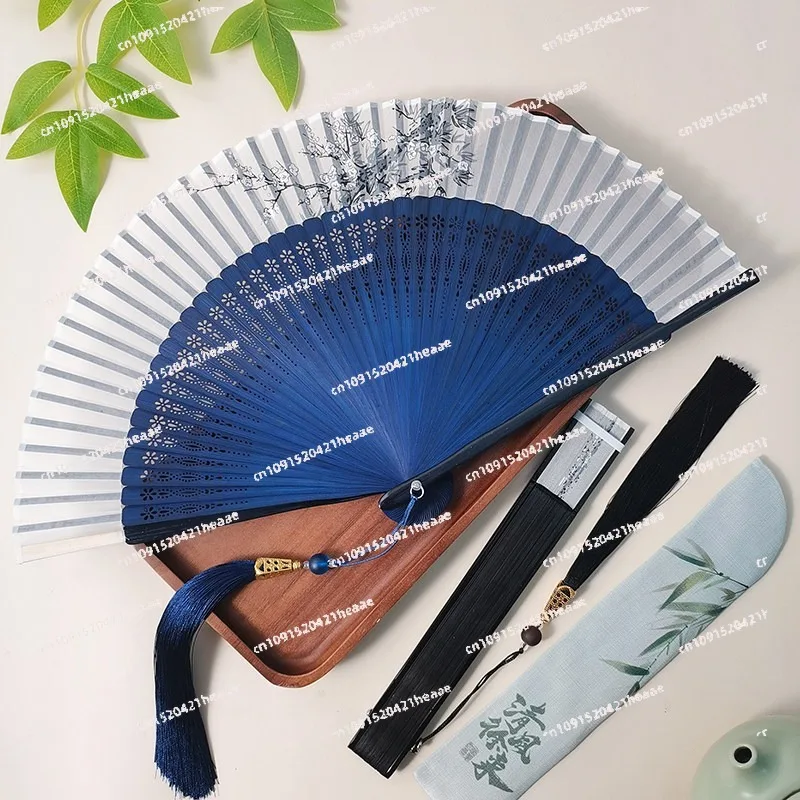 Ancient fan Chinese style folding fan New Chinese style bamboo Portable Hanfu cheongsam  photo props in summer