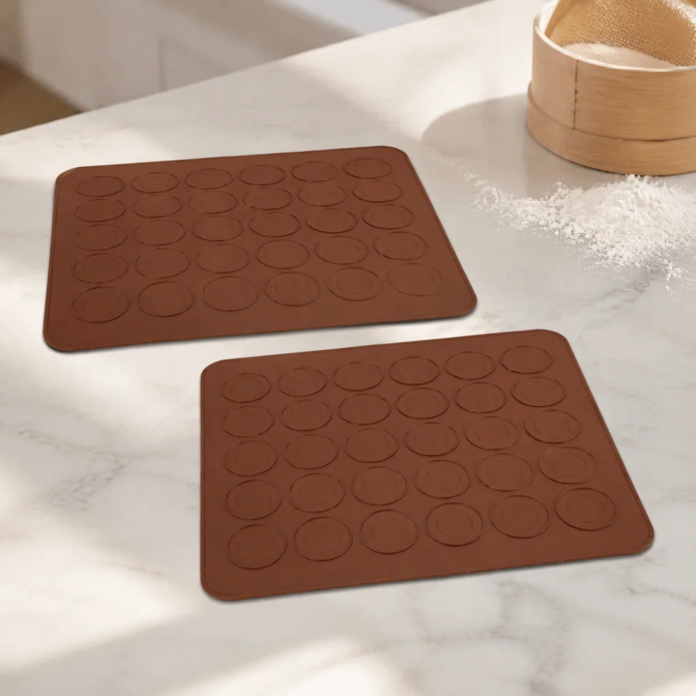 2pcs Silicone Silicone Macaron Pad Food Safe Non-Stick Kitchen Baking Tool 30 Holes Macaron Baking Sheet Bread Pastry Dessert