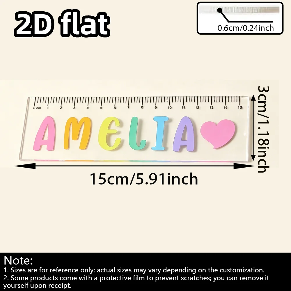 Custom engraved acrylic ruler, transparent school stationery and handmade measuring tools, suitable for precise drawing