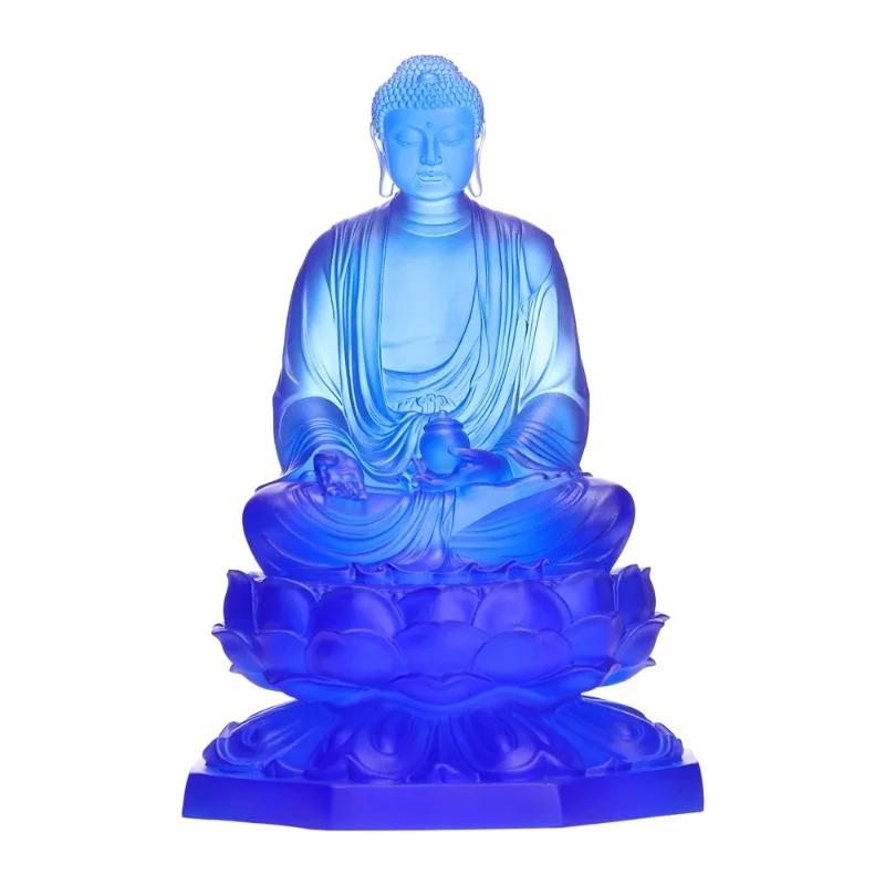 

Handmade glass medicine Buddha statue - traditional living room home altar decoration