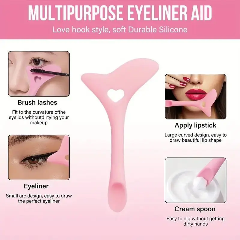 Conjunto de ferramentas de maquiagem de olhos de silicone multifuncional de 4 unidades, fácil de limpar, reutilizável para linhas de olhos perfeitas para iniciantes