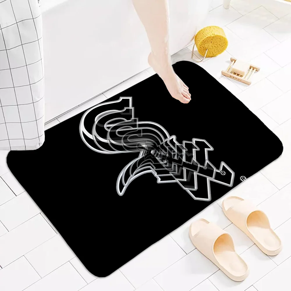 Bath Mat Rug Bathroom Foot Mat Non-slip Mat Small Floor Mats Door Mat Chicago W-white S-sox Entrance Carpet for Kitchen Rugs