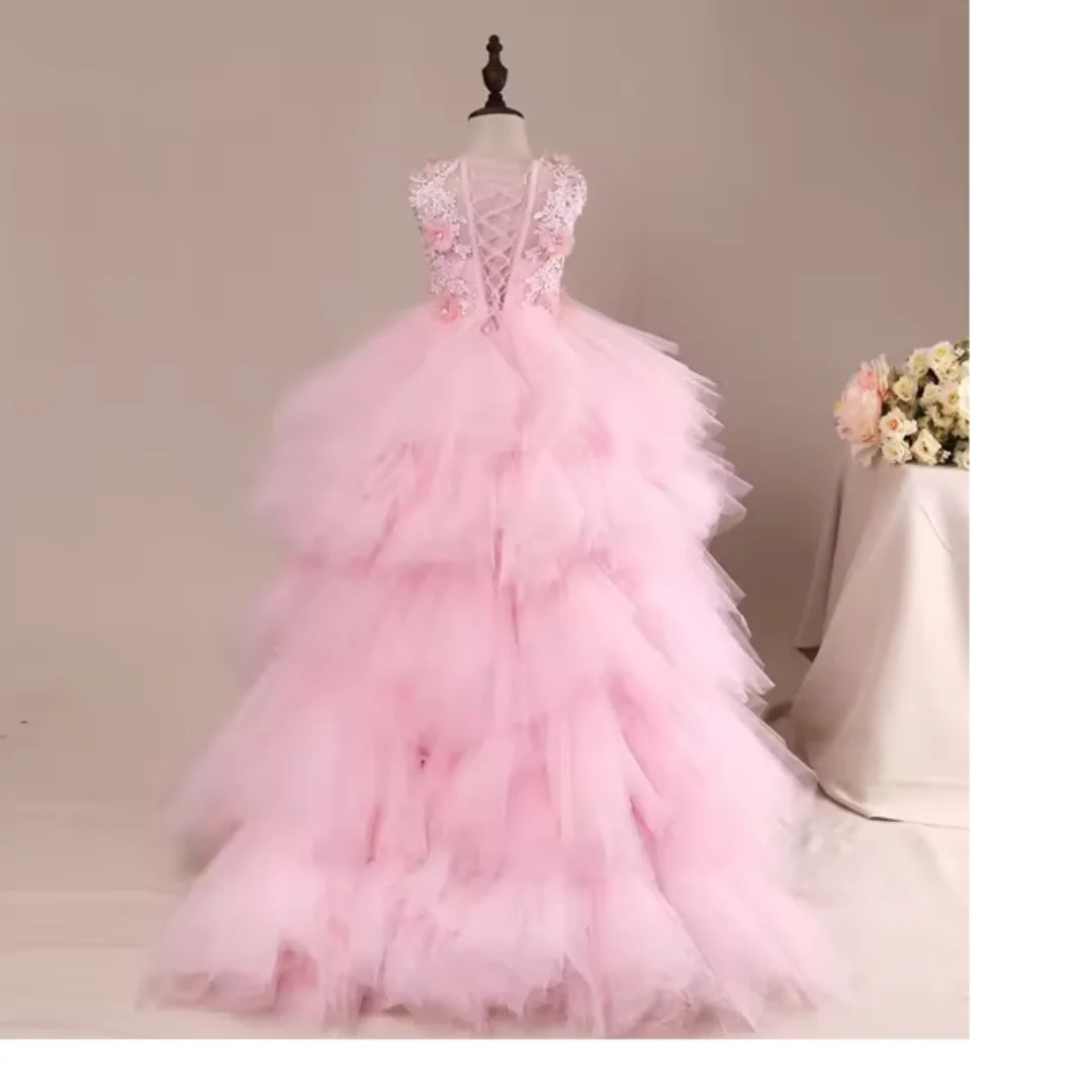 Train Flower Girl Dress Performance Costume Children's Long Mermaid Tulle Dress Premium Flower Girl Dress