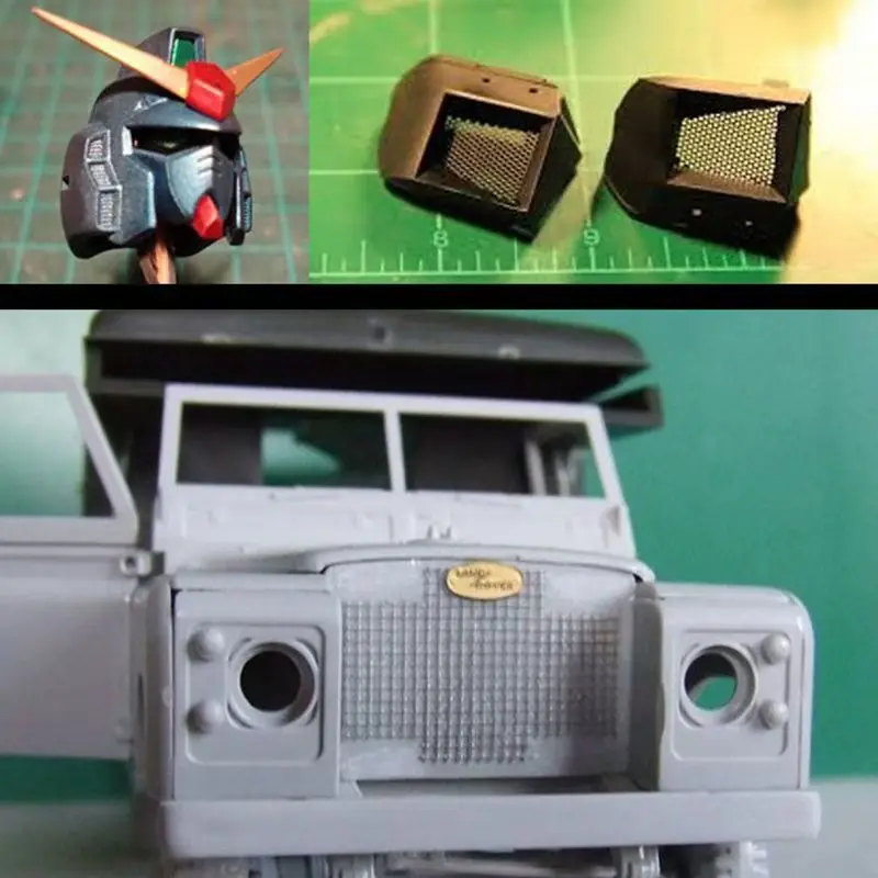 2pcs Miniature Metal Mesh Hole 0.1MM-0.5MM Fence Model for DIY Modeling Landscape/Gun-dam Kits/Cars/Railway/Building Kits/Decor