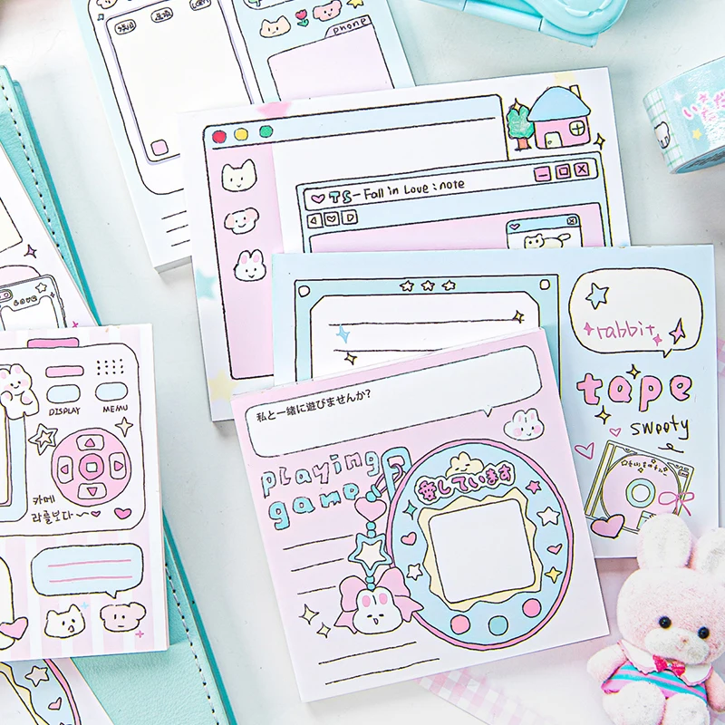 80Sheets Cute Cartoon Notebook DIY Planner Book Decoration Sticky Note Creative Leave Message Post Student Stationery Gifts