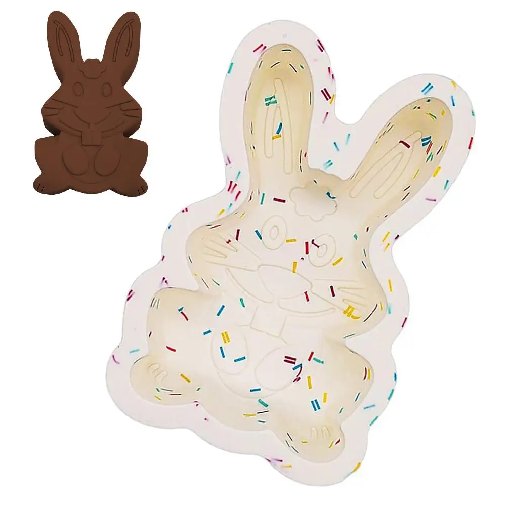 

8 inch Bunny Shape Nonstick Silicone Mold 3D Easter Bunny Mold Fondant Cake Baking Mold for DIY Cake Soap Jelly Pastry
