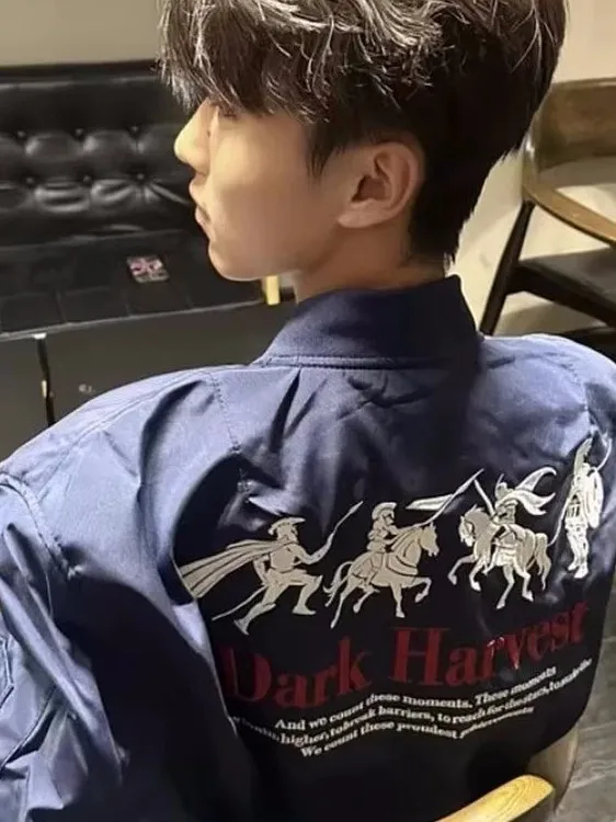 

American Sle Heavyweight Embroidered Flight Jaet Top Men's Spring Autumn Loose High Street Youth Baseball orm Coat