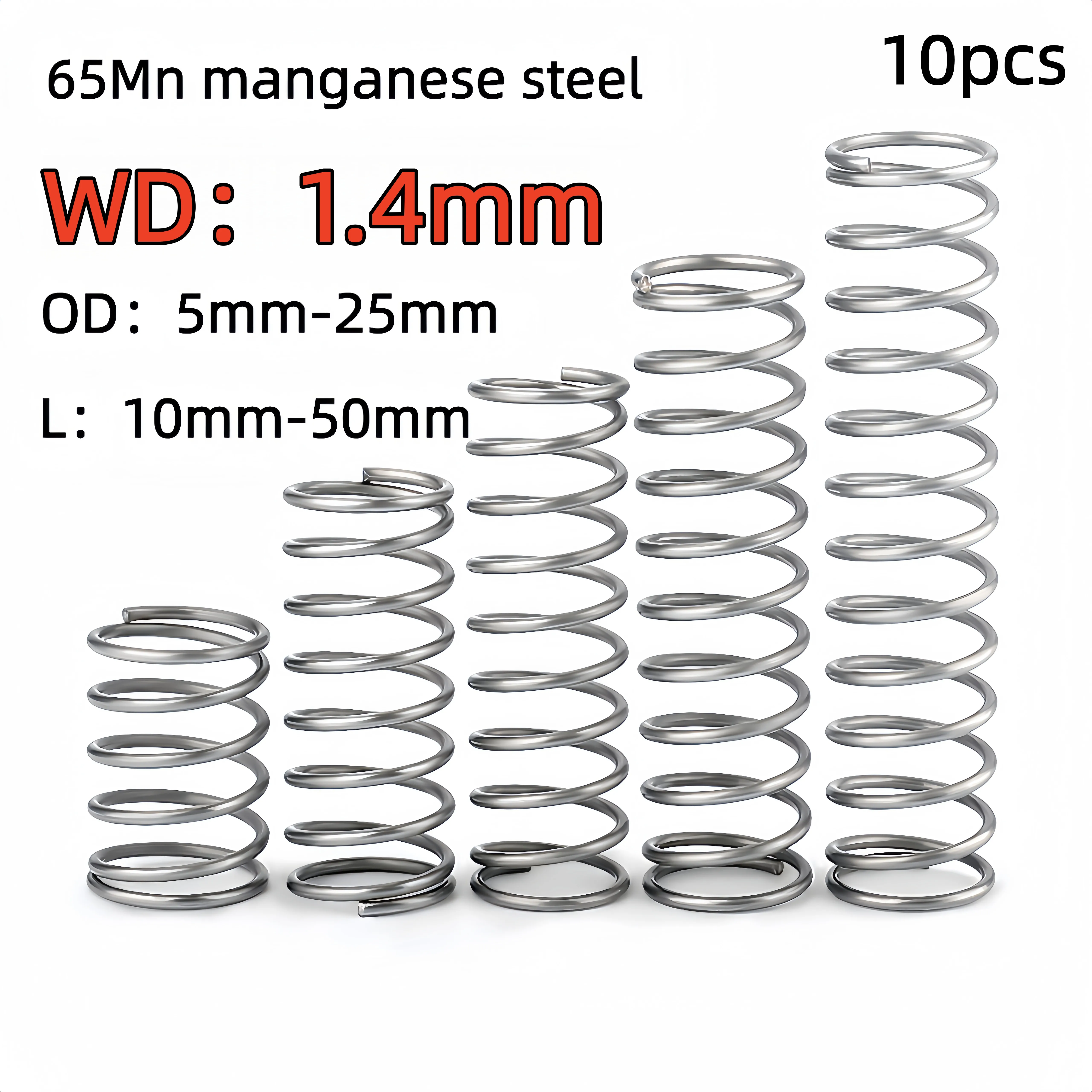 10pcs-1.4mm Spring Steel Compression Spring &  Y Shape Torsion Spring Shock Absorbing Return Rebound Small Large Buffer