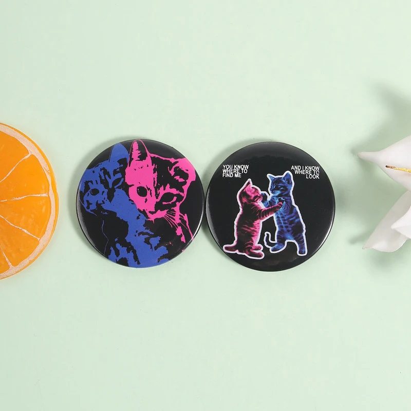 31Styles Cartoon Animal Tinplate Pins Kawaii Cat Kitten Rabbit Alien Anime Button Brooches Lapel Badges Jewelry Gift for Friends