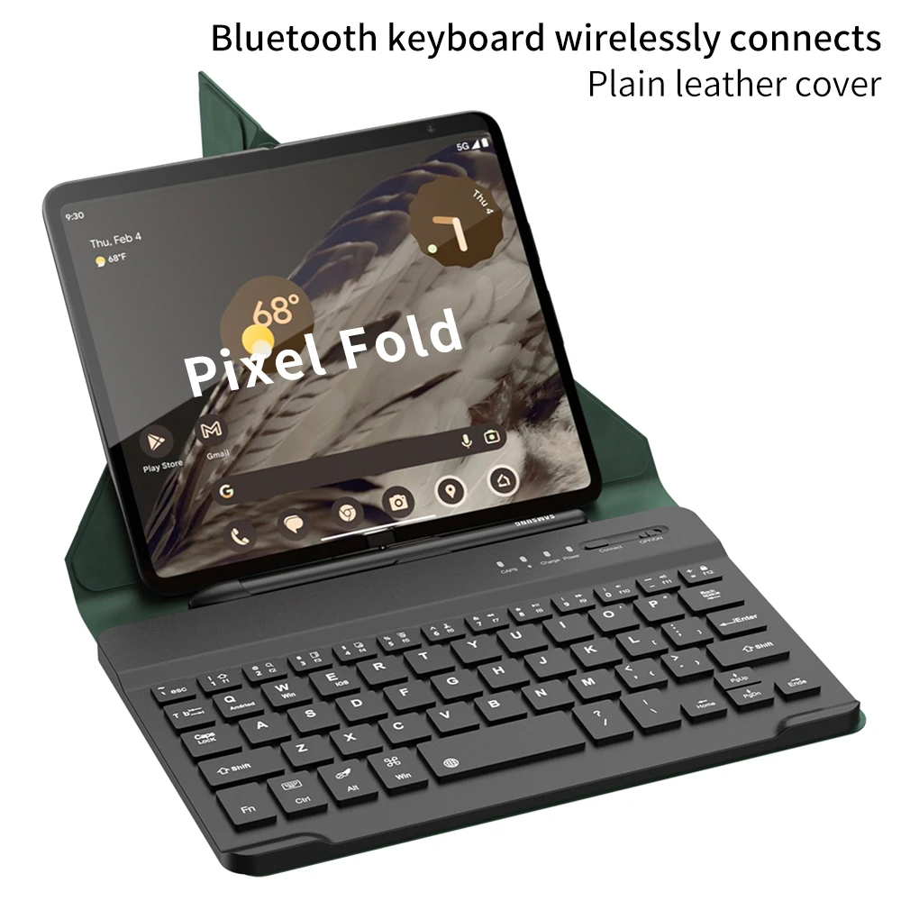 Imagem -05 - Capa de Couro para Google Pixel Fold Suporte do Teclado Mini Bluetooth Tela do Telefone do Escritório Acc-fold