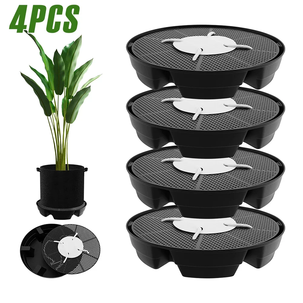 

4Pcs Flower Pot Base 2.8L Capacity Self Watering Plant Saucer with Mesh Holes Plant Water Catcher Drip Tray Garden Accessories
